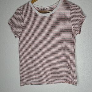 Striped Short Sleeve Top - Red and White